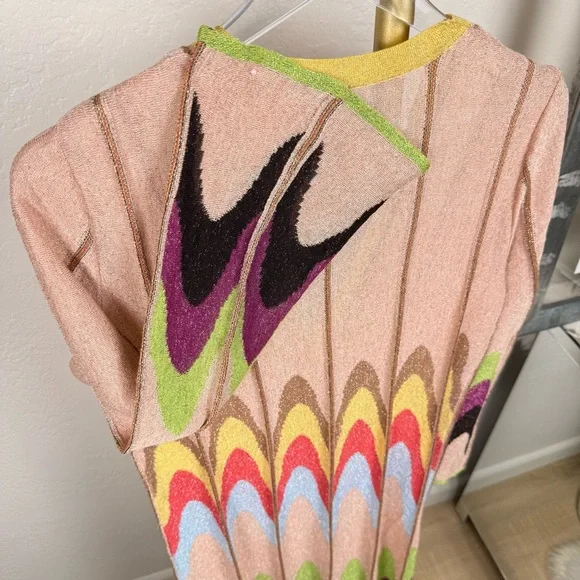 M Missoni Metallic Knit Maxi Duster Cardigan Multicolor Zig Zag IT 44 US 10 - Picture 8 of 16